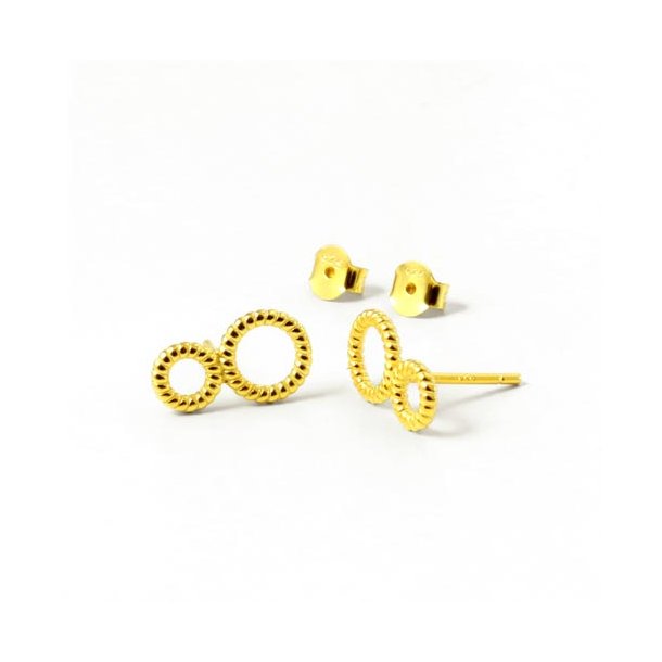 Earstuds with twisted rings, gilded silver, 13x8mm, 2pcs.