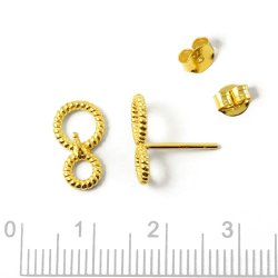 Ohrstecker mit gewundenen Ringen, vergoldetes Silber, 13x8 mm, 2 Stk.