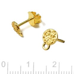 Ohrstecker mit gehmmerter Platte mit se, vergoldetes Silber, 5x7 mm, 2 Stck