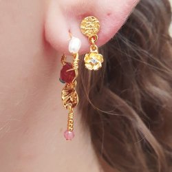 Ohrstecker mit gehmmerter Platte mit se, Sterligsilber, 5x7 mm, 2 Stck