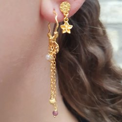 Ohrstecker mit gehmmerter Platte mit se, Sterligsilber, 5x7 mm, 2 Stck