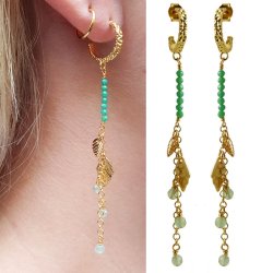 Leaf pendant, gilded brass, 11x6mm, 10pcs.