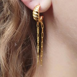 Ohrstecker, Boge mit 2 sen, gedrehtes Muster, Silber, 19x4,8 mm, 2 Stck