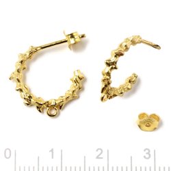 Ohrstecker, vergoldetes Silber, uneben, rund mit geschlossene se, 15 mm, 2 Stk