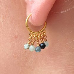 Ohrstecker, rosa vergoldetes Silber, rund, offen, mit 3 &Ouml;sen, 12x1,8 mm, 2 Stk