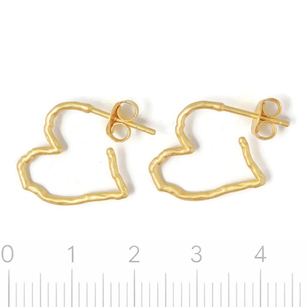 Ohrstecker, offene uneben Herzform, matt, 18K vergoldetes 925 Silber, 17,5x17,5 mm, 2 Stck