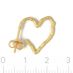 Ohrstecker, offene uneben Herzform, matt, 18K vergoldetes 925 Silber, 17,5x17,5 mm, 2 Stck