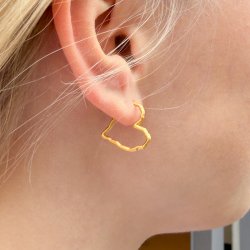 Ohrstecker, offene uneben Herzform, matt, 18K vergoldetes 925 Silber, 17,5x17,5 mm, 2 Stck