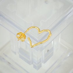 Ohrstecker, offene uneben Herzform, matt, 18K vergoldetes 925 Silber, 17,5x17,5 mm, 2 Stck