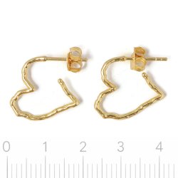 Ohrstecker, offene unebene Herzform, gl�nzend, 18K vergoldetes 925 Silber, 17,5x17,5 mm, 2 Stck