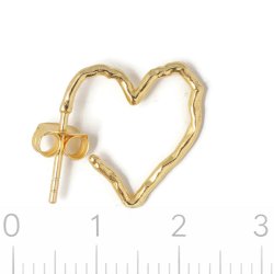 Ohrstecker, offene unebene Herzform, gl�nzend, 18K vergoldetes 925 Silber, 17,5x17,5 mm, 2 Stck