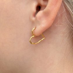 Ohrstecker, offene unebene Herzform, gl�nzend, 18K vergoldetes 925 Silber, 17,5x17,5 mm, 2 Stck