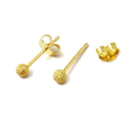 Ohrstecker mit 3 mm Stardust-Kugel, vergoldes Silber, L&auml;nge 14 mm, 1 Paar