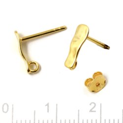 Ohrstecker, ungleichm&auml;&szlig;ig gewellt, l&auml;nglich mit &Ouml;se, vergoldetes Silber, 10,5x4,5 mm, 2 St&uuml;ck