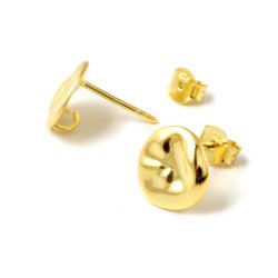 Ohrstecker, unebene Mnze mit se, glnzend, vergoldetes Silber, 10x13 mm, 2 Stk