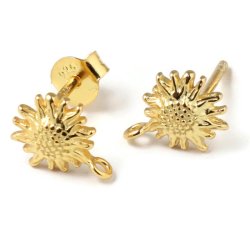 Ohrstecker, blume mit se, vergoldetes Silber, 10x8 mm, 2 Stk