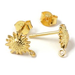 Ohrstecker, blume mit se, vergoldetes Silber, 10x8 mm, 2 Stk