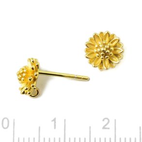 Ohrstecker, Dalia Blume mit se auf der Rckseite, vergoldetes Silber, 8 mm, 2 Stk