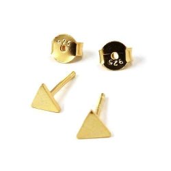 Ohrstecker mit kleinem Dreieck, geb&uuml;rstet, vergoldetes Silber, 4,5 mm, 2 Stk.