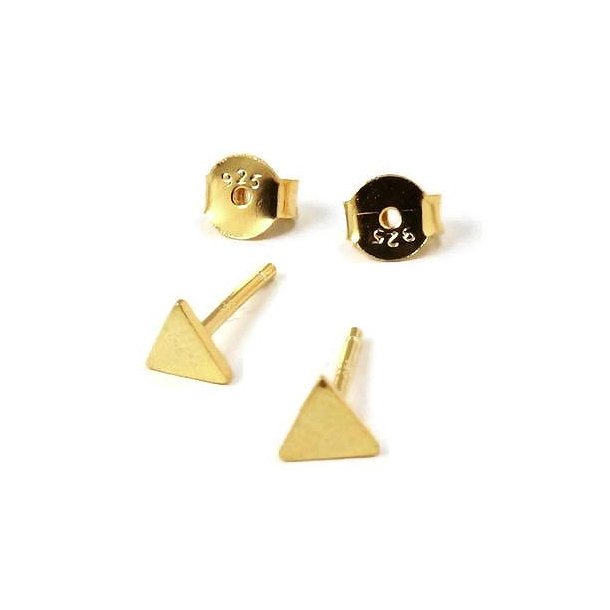 Earstuds, small brushed triangle, gilded silver, 4.5mm, 2pcs.