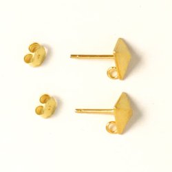 Ohrstecker mit Dreieck, geb&uuml;rstet, mit offener &Ouml;se, vergoldetes Silber, 9 mm, 2 Stk.
