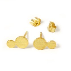 Ohrstecker, zwei M&uuml;nzen und &Ouml;se, geb&uuml;rstet, vergoldetes Silber, 9 mm, 2 Stk