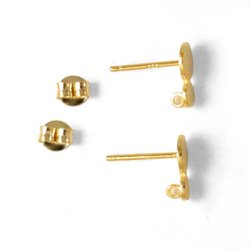 Ohrstecker, zwei M&uuml;nzen und &Ouml;se, geb&uuml;rstet, vergoldetes Silber, 9 mm, 2 Stk