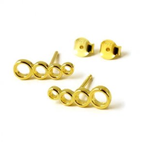 Earstuds, multiple rings, gilded Sterling silver, 14x2mm, 2pcs.