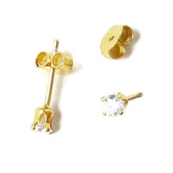 Ohrstecker mit Kristall, vergoldetes Silber, 13x3 mm, 2 Stk