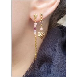 Ohrstecker, kleinem geh�mmertem Herz mit �se, vergoldetes Silber, 5,9x4,5 mm, 2 Stck