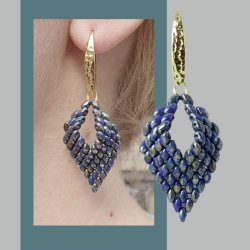 Ohrhaken, Silber, geh&auml;mmerte Tropfen mit &Ouml;se 24x3x0,9 mm, 2 Stk