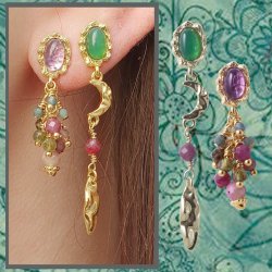 Ohrstecker mit Amethyst, Silber, 11,5x7x14 mm, 2 Stk