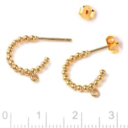 Ohrstecker, geriffelte Bogenform mit �se, 18K vergoldetes Messing, 15,5 mm, 2 Stck