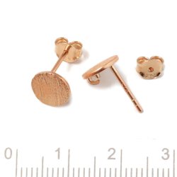 Ohrstecker, Platte und se, gebrstet, rosa vergoldetes Silber, Durchmesser 8 mm 2 Stk