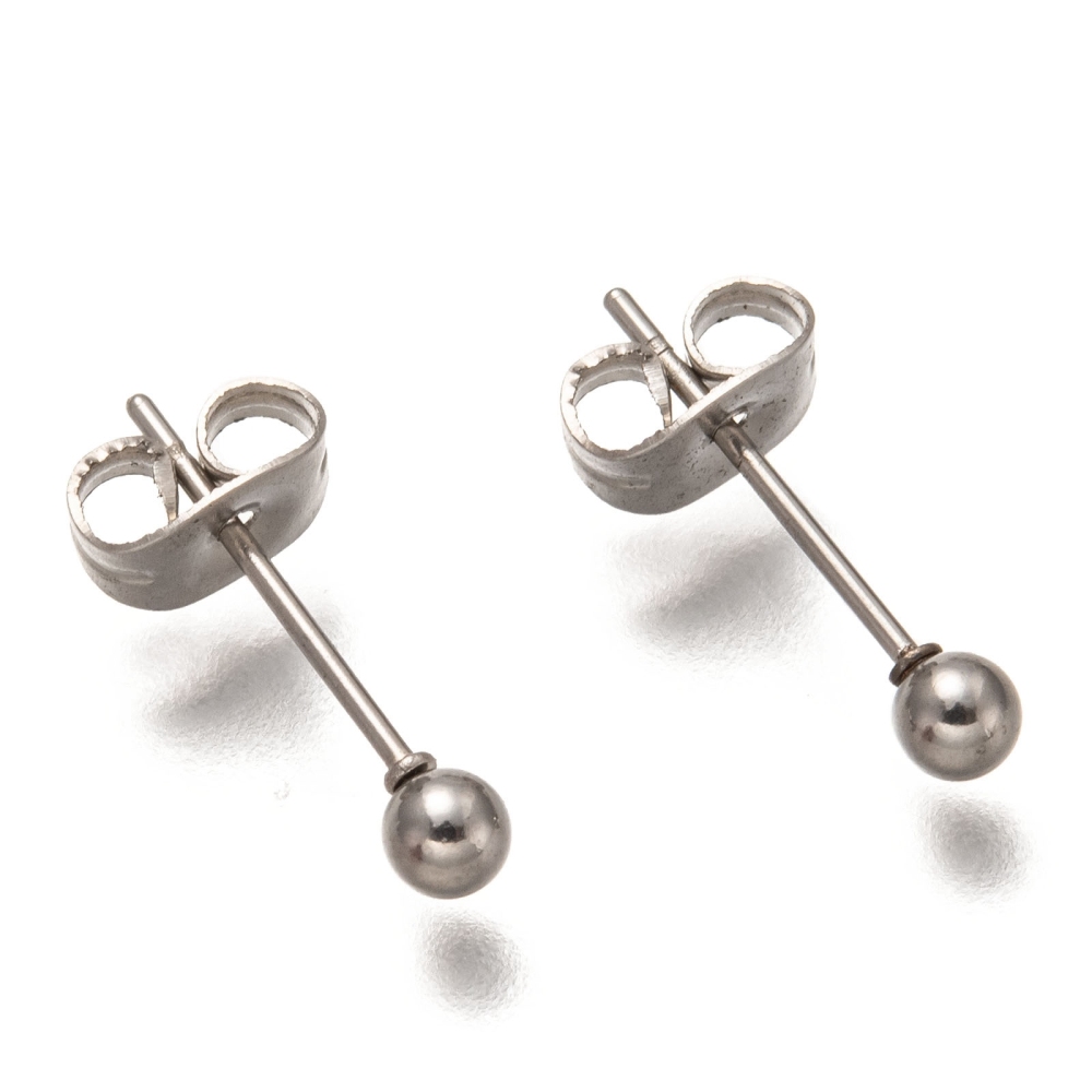 Ohrstecker mit 3 mm Kugel aus Stahl. 6 Stück.
