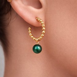 Earring, grooved bow with loop, 18K gold-plated brass, 15.5 mm, 2 pcs