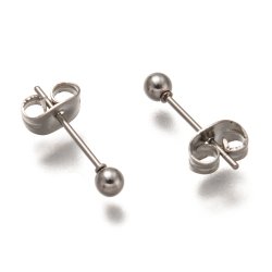 Ohrstecker mit 3 mm Kugel aus Stahl. 6 St&uuml;ck.