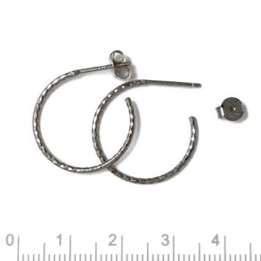 Ohrbgel, offen, verdrehter Ring mit Stift, schwarzes Silber, 20 mm, 2 Stk