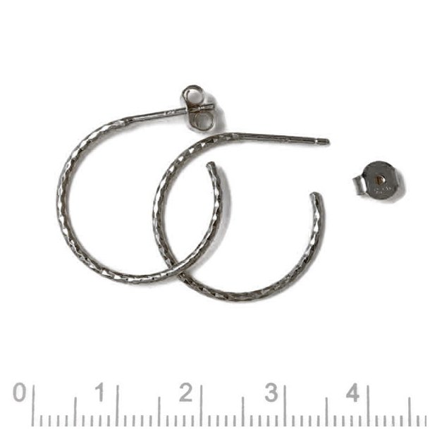 Ohrbgel, offen, verdrehter Ring mit Stift, schwarzes Silber, 20 mm, 2 Stk