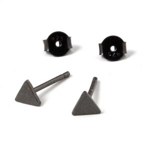 Earstuds, small brushed triangle, oxidised silver, 4.5mm, 2pcs.