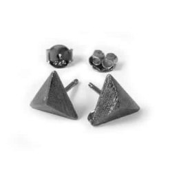 Ohrstecker mit Dreieck, geb&uuml;rstet, oxidiertes Sterlingsilber, 9 mm, 2 Stk.