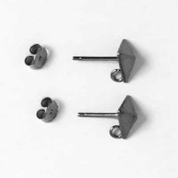 Ohrstecker mit Dreieck, geb&uuml;rstet, oxidiertes Sterlingsilber, 9 mm, 2 Stk.