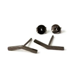 Ohrstecker mit gebogenem Stab, gebrstet, oxidiertes Sterlingsilber, 15x1,5 mm, 2 Stk.