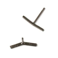Ohrstecker mit gebogenem Stab, gebrstet, oxidiertes Sterlingsilber, 15x1,5 mm, 2 Stk.