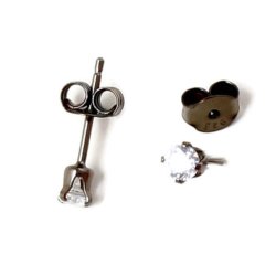 Ohrstecker mit Kristall, Oxidiertes silber, 13x3 mm, 2 Stk.