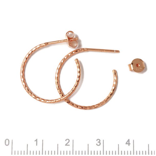 Ohrbgel, offen, verdrehter Ring mit Stift, rosa vergoldetes Silber, 20 mm, 2 Stk