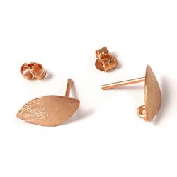 Ohrstecker, gebogenes Blatt mit se, gebrstet, rosa-vergoldetes Silber, 13,5x7 mm, 2 Stk