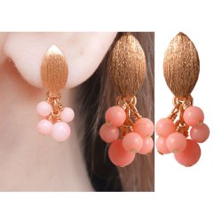 Ohrstecker, gebogenes Blatt mit se, gebrstet, rosa-vergoldetes Silber, 13,5x7 mm, 2 Stk