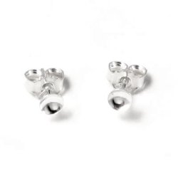 Ohrstecker mit Schale, OHNE Stift, Sterlingsilber, 11x4 mm, 1 Paar