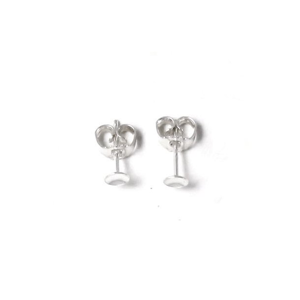 Earstuds with cup, sterling silver, silver earnuts included, 11x4mm, 1 pair.